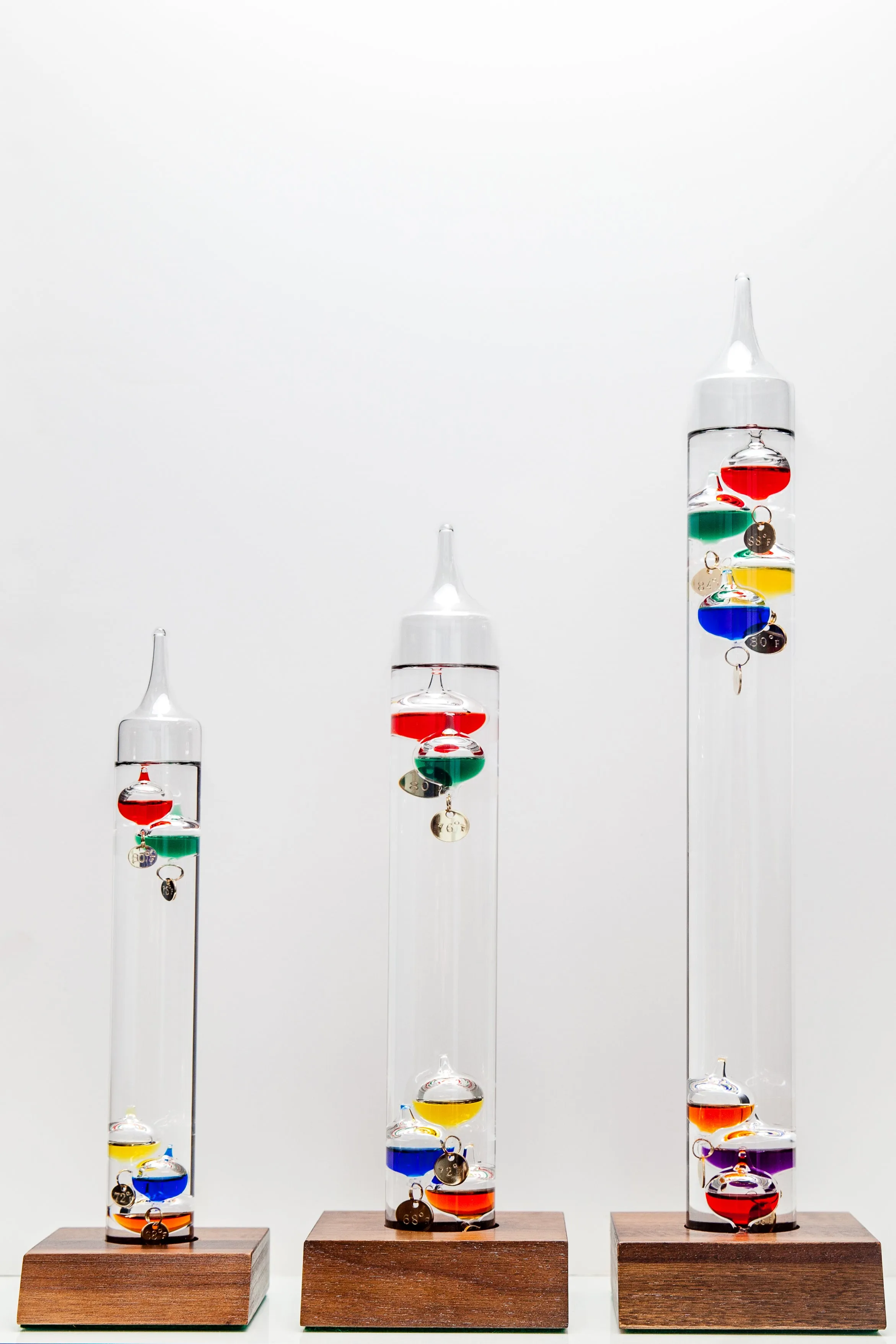 13" Tall Galileo Thermometer With Wooden Base