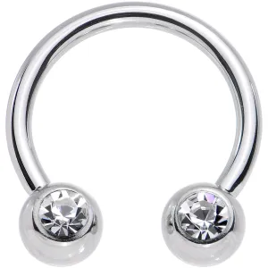 14 Gauge 1/2 Clear Gem Horseshoe Circular Barbell