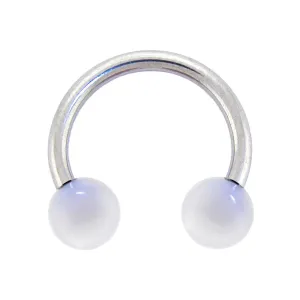 14 Gauge 3/8 White Acrylic Ball Ends Horseshoe Circular Barbell