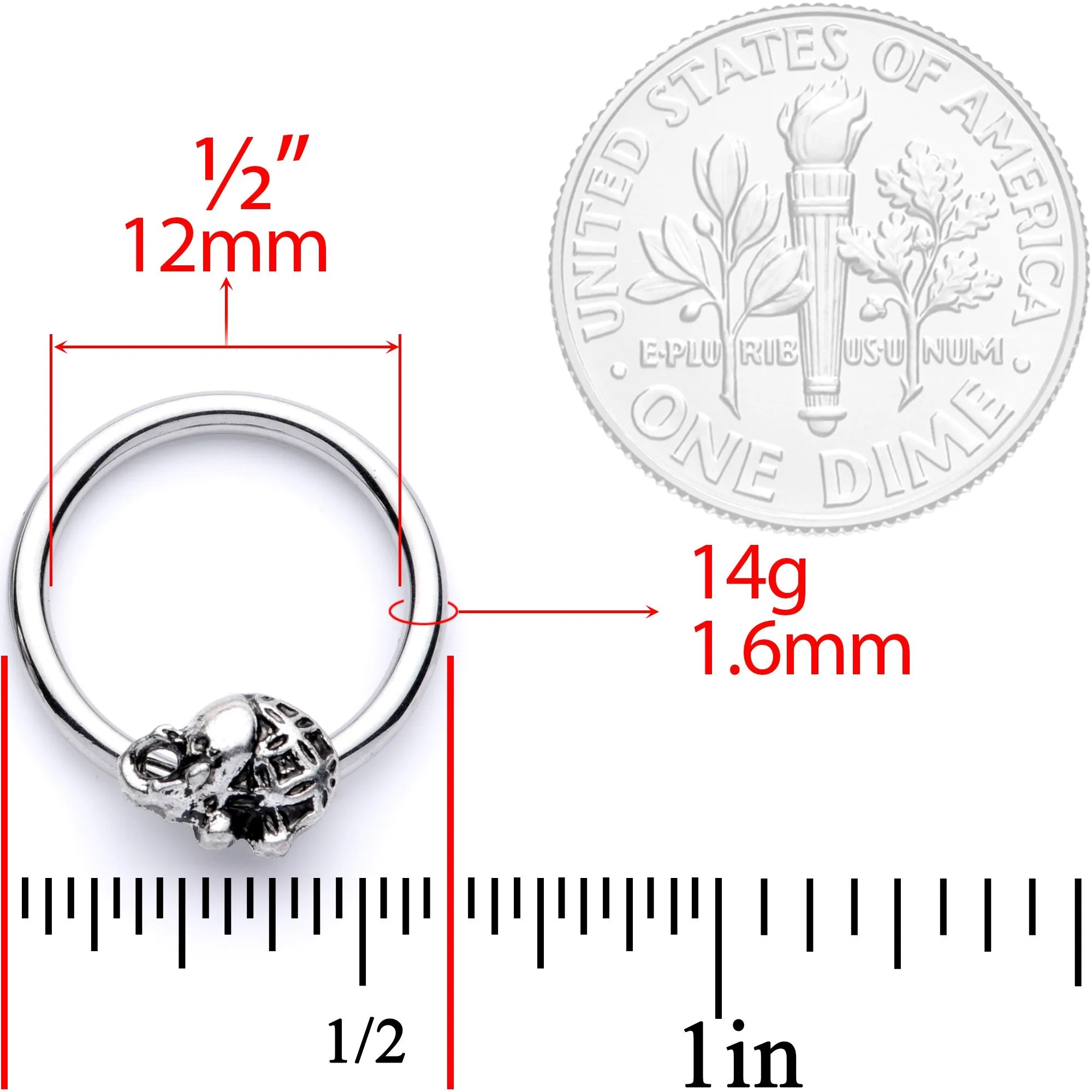 14 Gauge 5/8 Elephant BCR Captive Nipple Ring Set