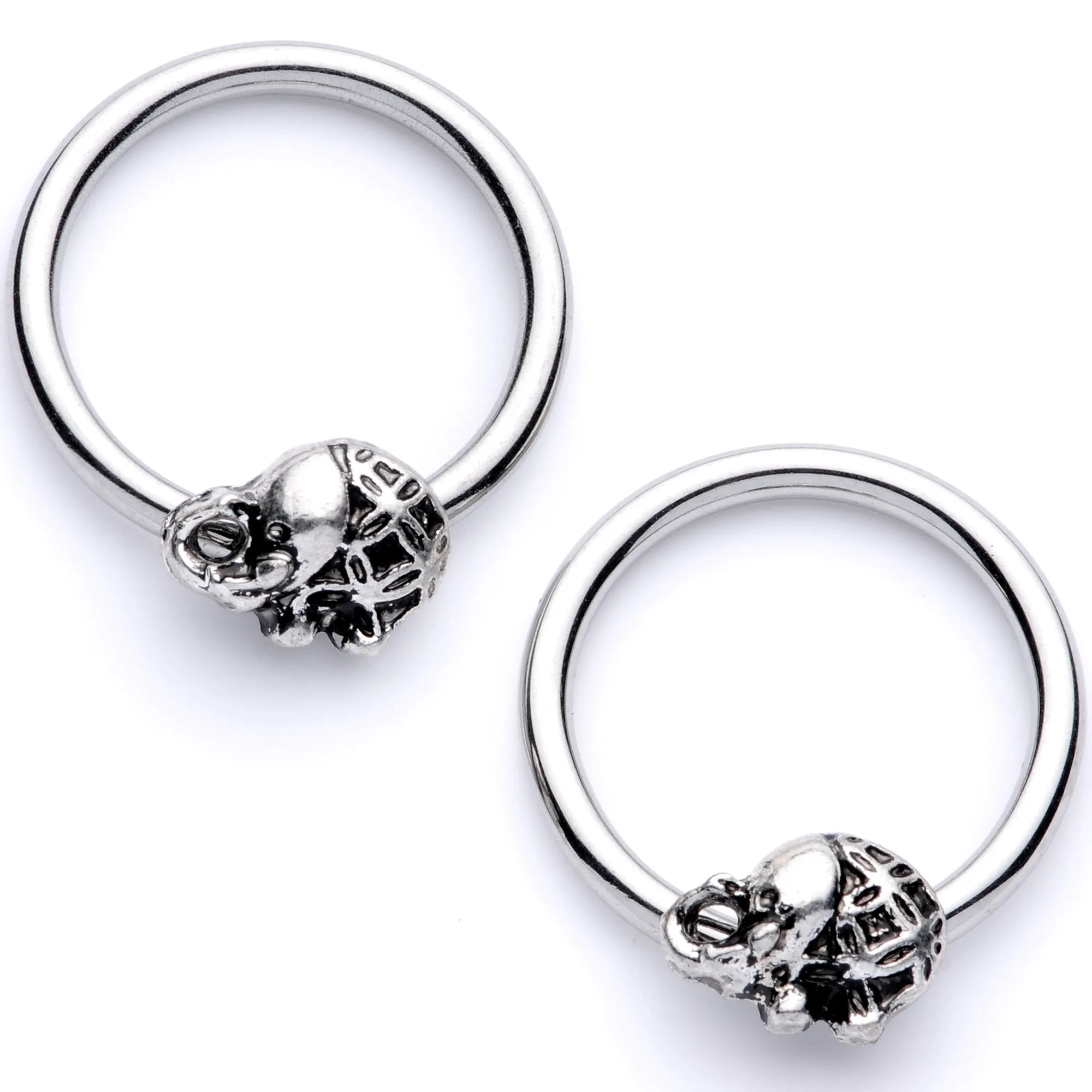 14 Gauge 5/8 Elephant BCR Captive Nipple Ring Set