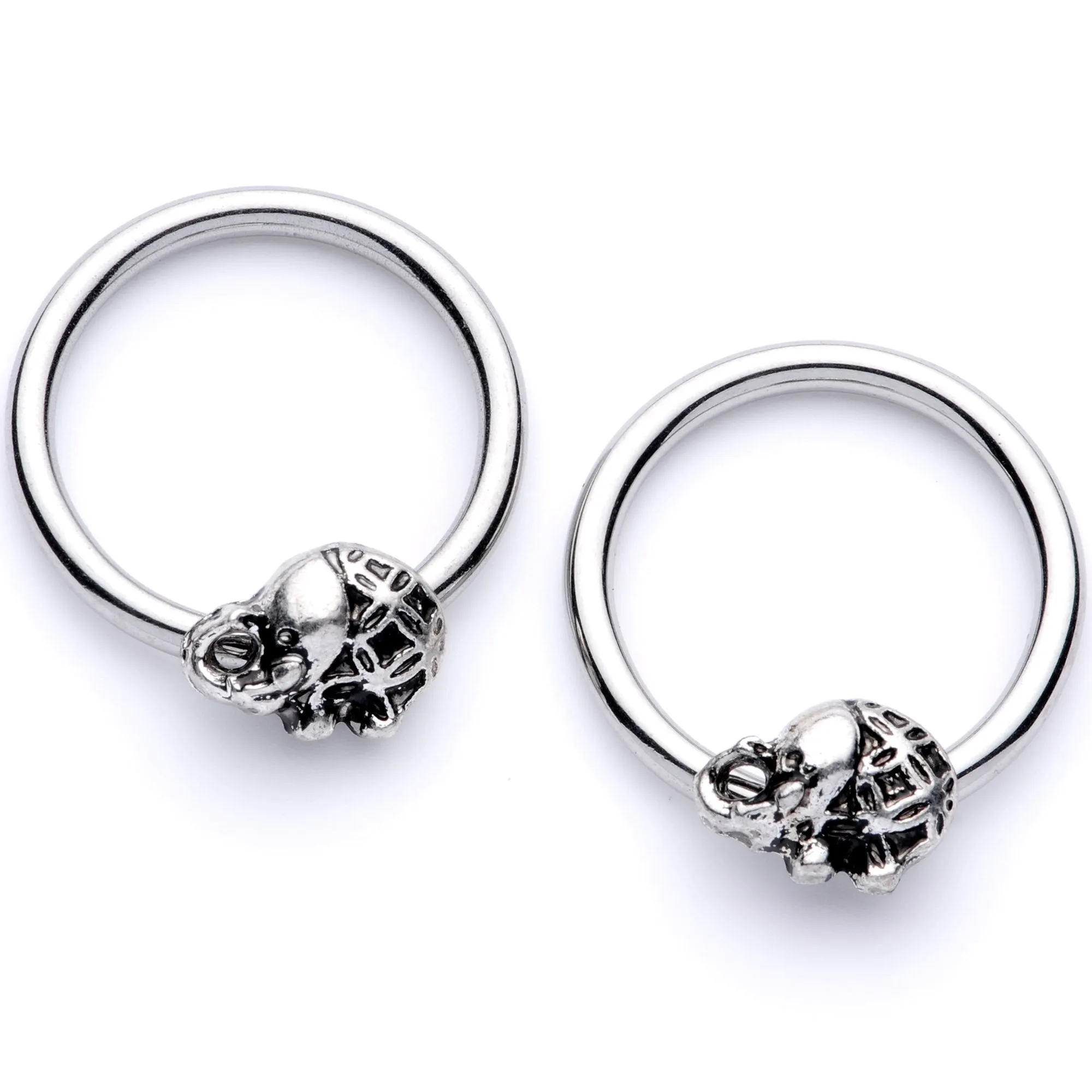 14 Gauge 5/8 Elephant BCR Captive Nipple Ring Set