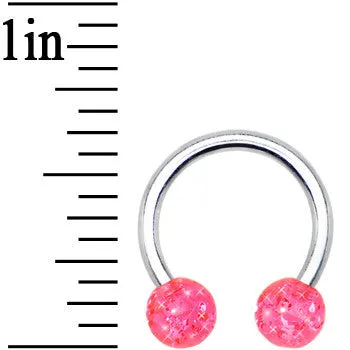 14 Gauge 7/16 Pink UV Reactive Horseshoe Circular Barbell