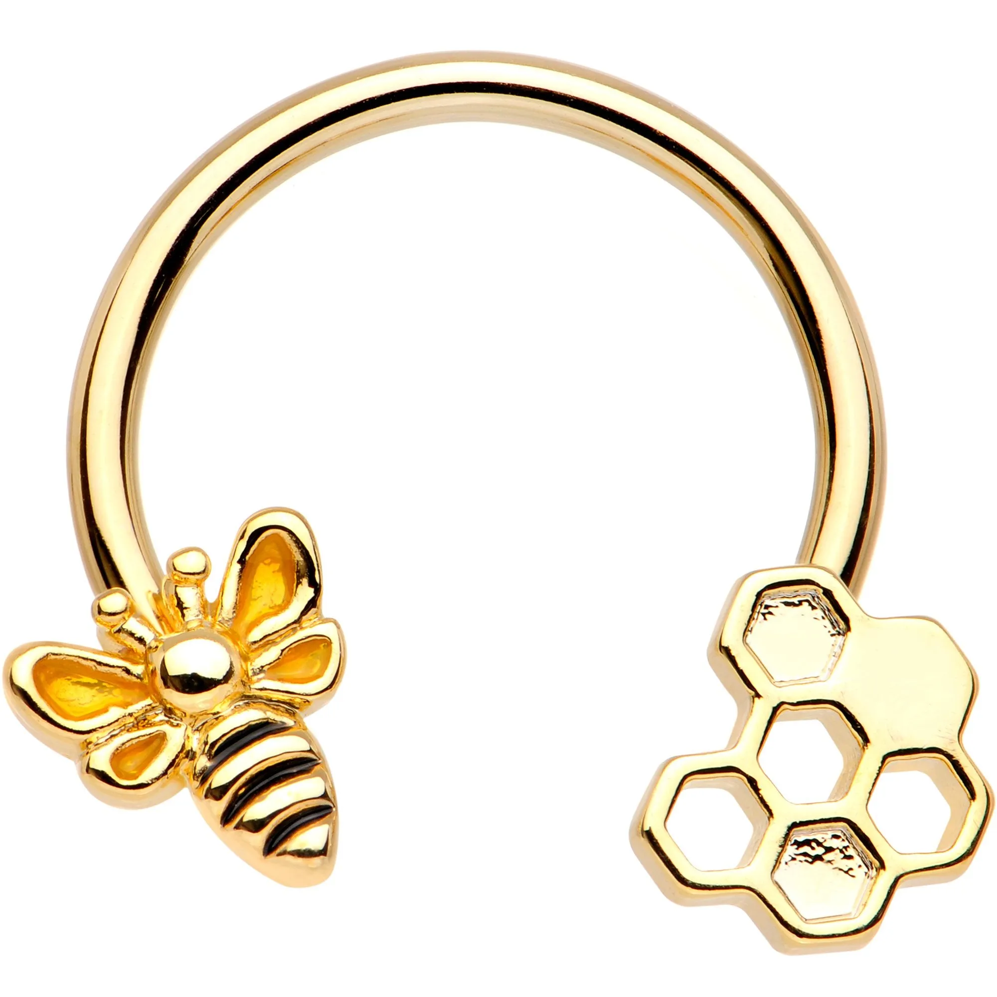 14 Gauge 9/16 Gold PVD Touch of Honey Horseshoe Circular Barbell