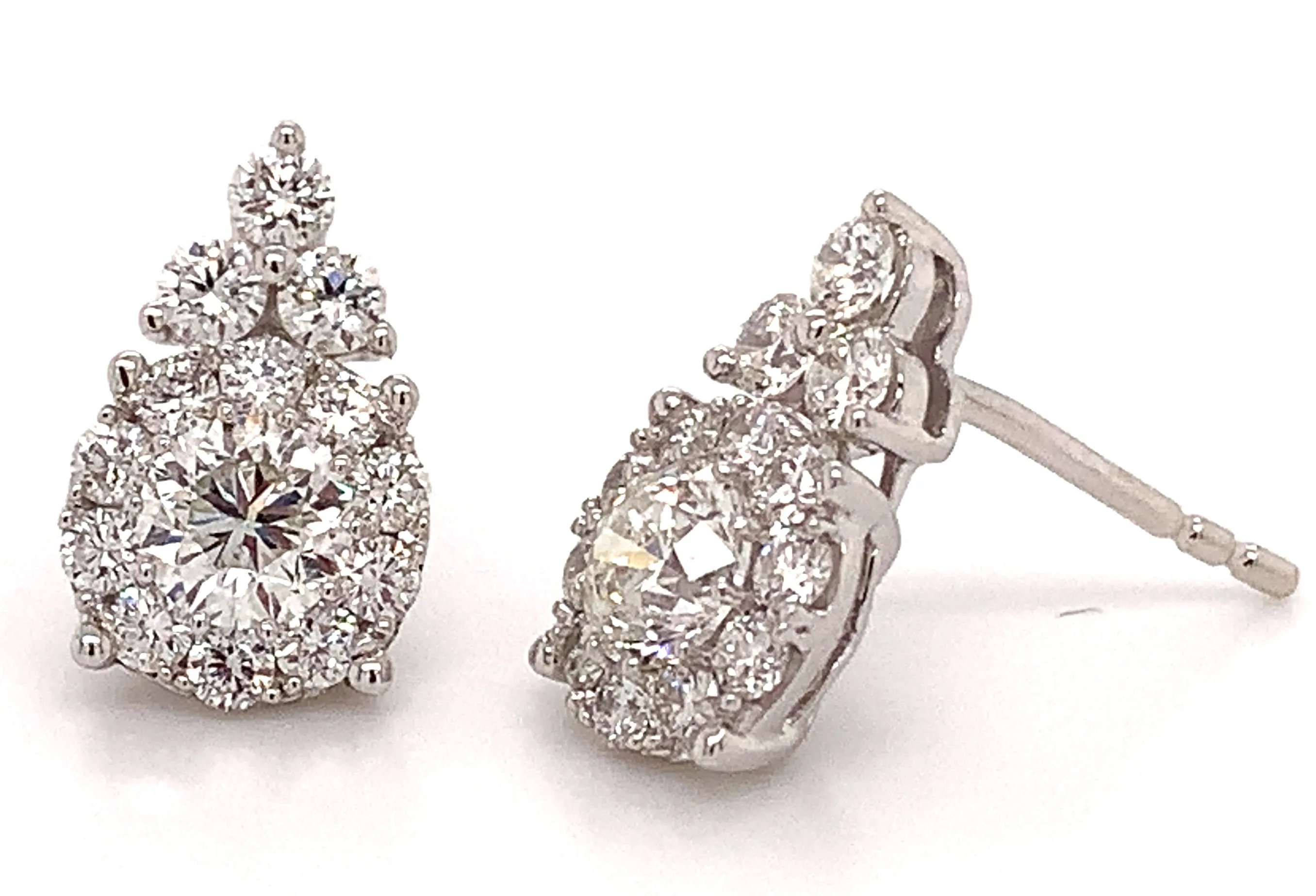 1.47ctw Diamond Elegant Flower Earrings