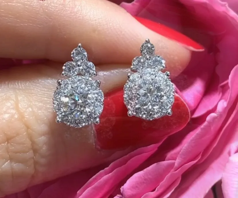 1.47ctw Diamond Elegant Flower Earrings