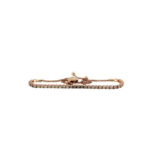 14K ROSE GOLD .50CT GVS2 ROUND DIAMOND AND .50CT ROUND CHOCOLATE DIAMOND BOLO BRACELET