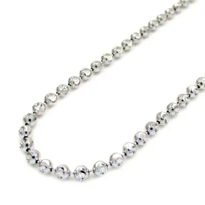 14K White Gold Elegant 24" 3mm Solid Diamond Cut Moon Chain