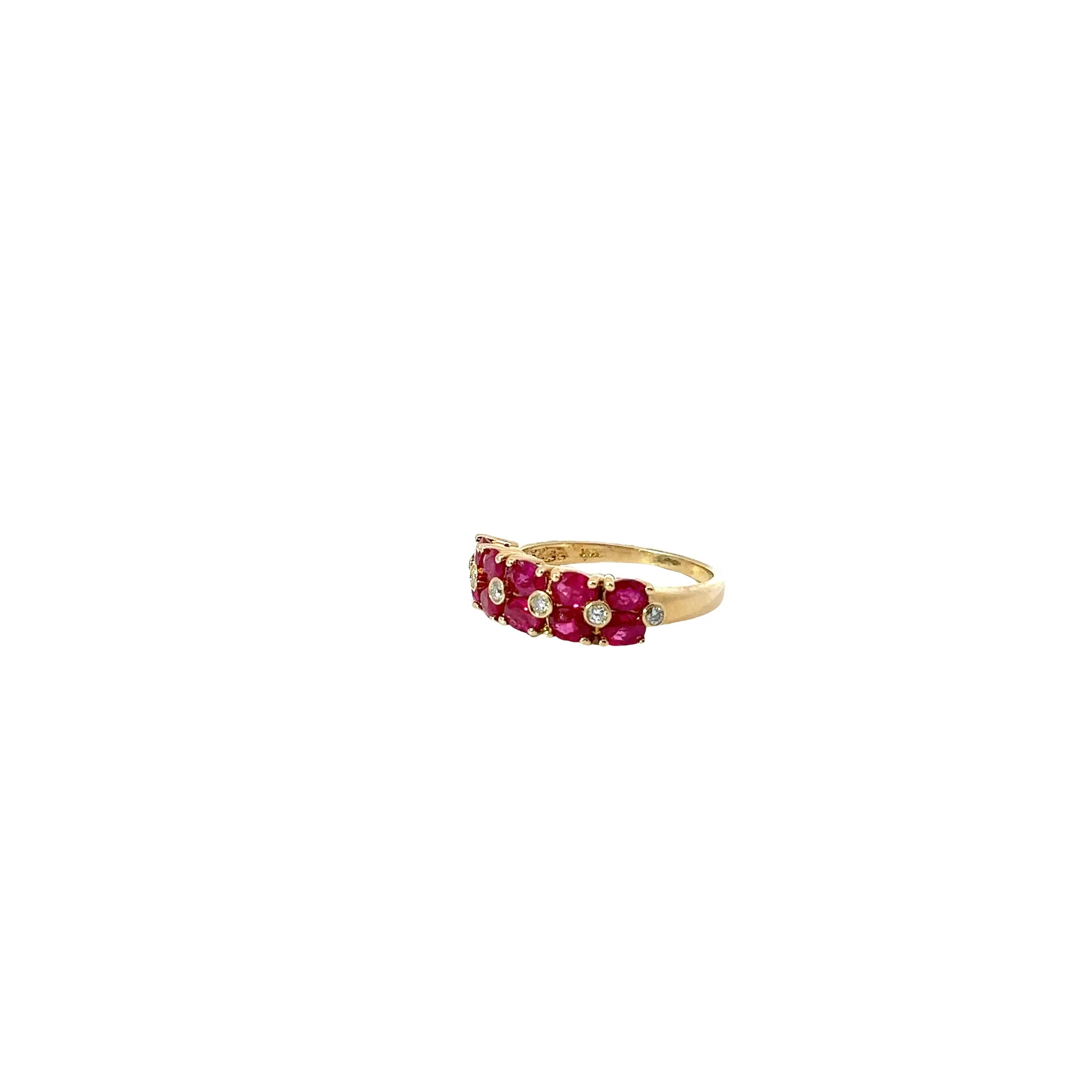 14k Yellow Gold 1.50ct Ruby and .15 F VS2 Round Diamond Ring