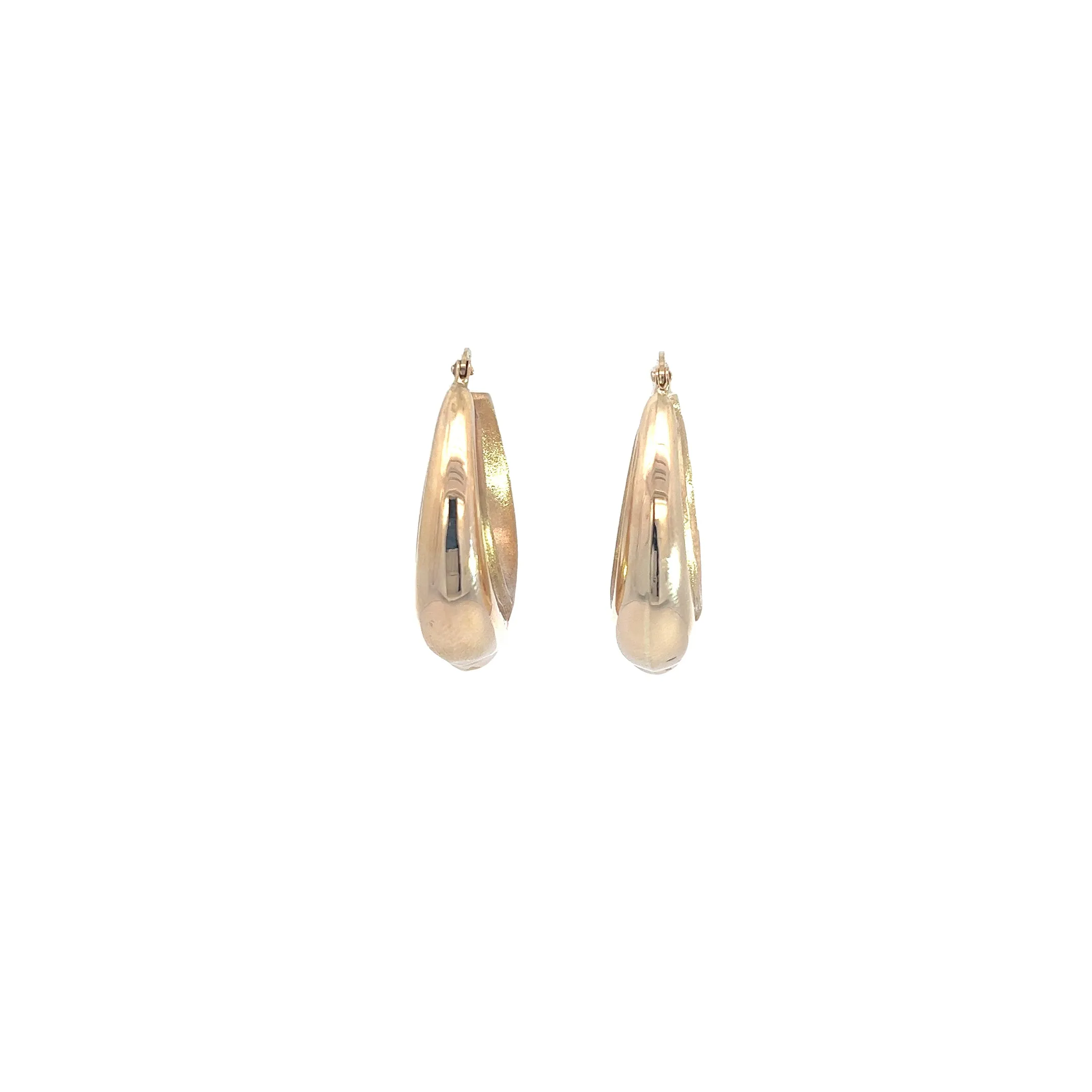 14K YELLOW GOLD 5.50GRAM PUFFED 1X1 INCH HOOP EARRINGS