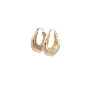 14K YELLOW GOLD 5.50GRAM PUFFED 1X1 INCH HOOP EARRINGS