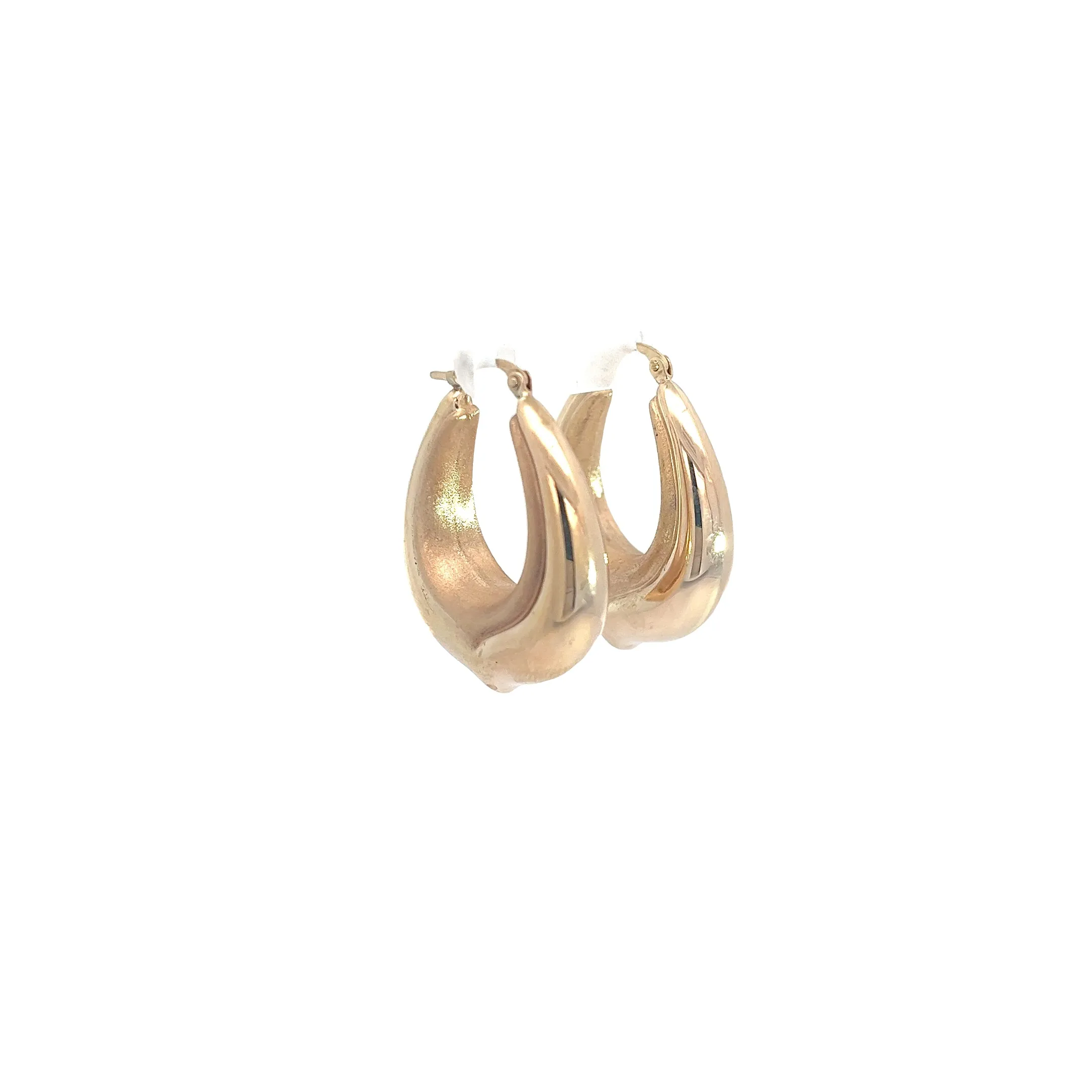 14K YELLOW GOLD 5.50GRAM PUFFED 1X1 INCH HOOP EARRINGS