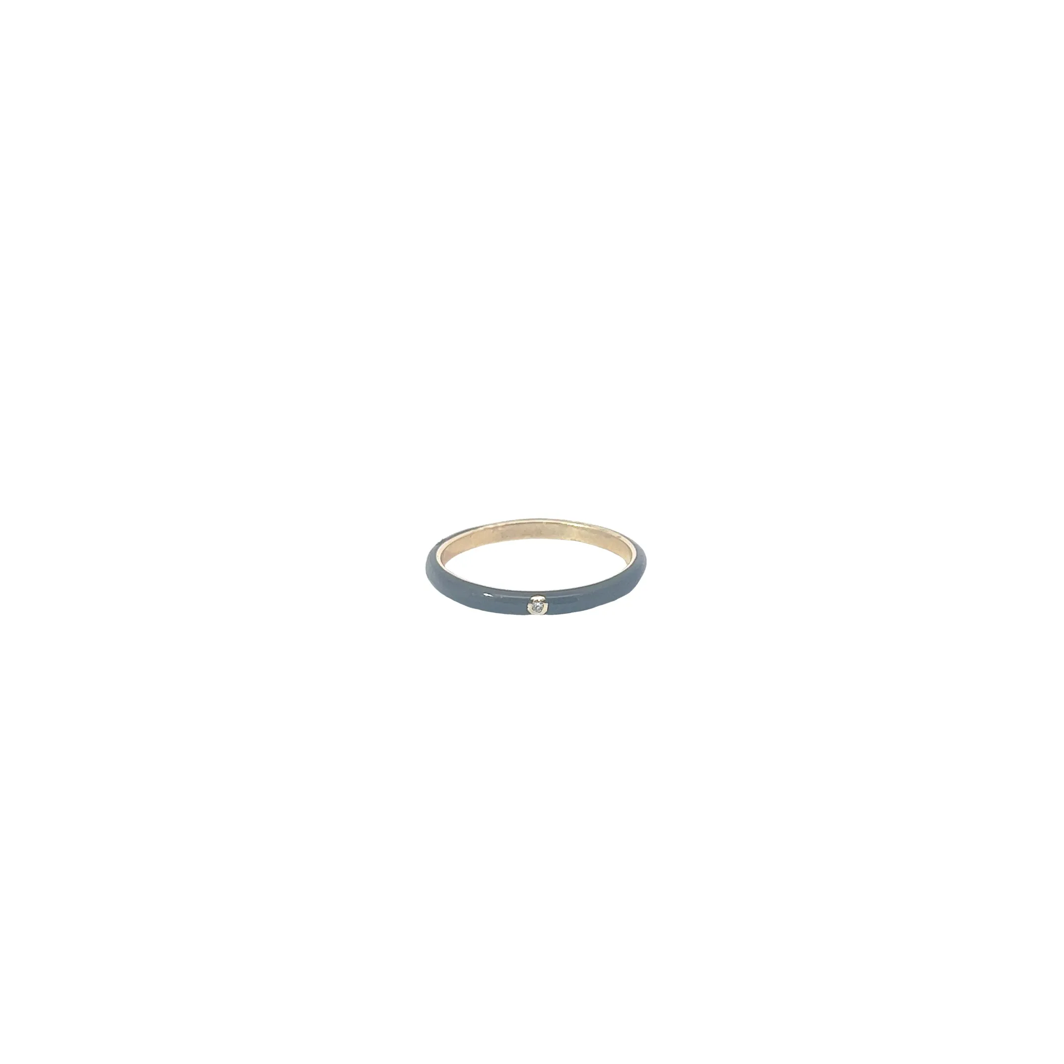 14k yellow gold Black enamel and diamond ring