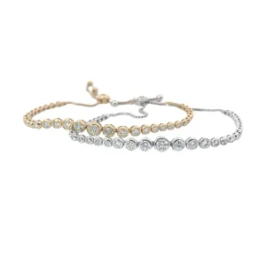14k Yellow or White gold 2.25ct G VS2 Round Diamond Bolo Bracelet