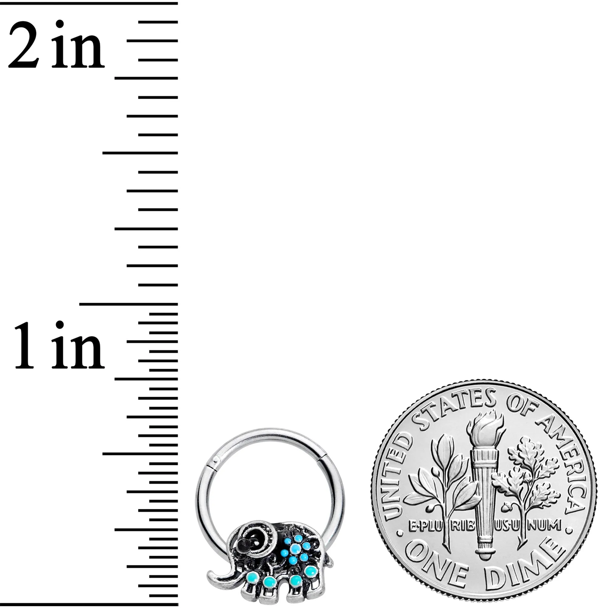 16 Gauge 3/8 Aqua Orb Curvy Elephant Hinged Segment Ring