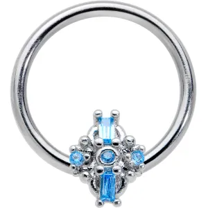 16 Gauge 3/8 Blue Gem Opulent Cross BCR Captive Ring