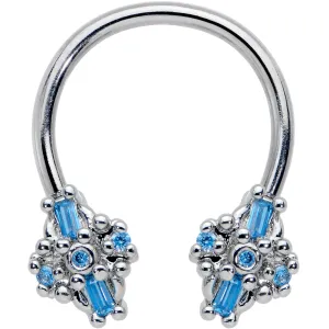 16 Gauge 3/8 Blue Gem Opulent Cross Horseshoe Circular Barbell