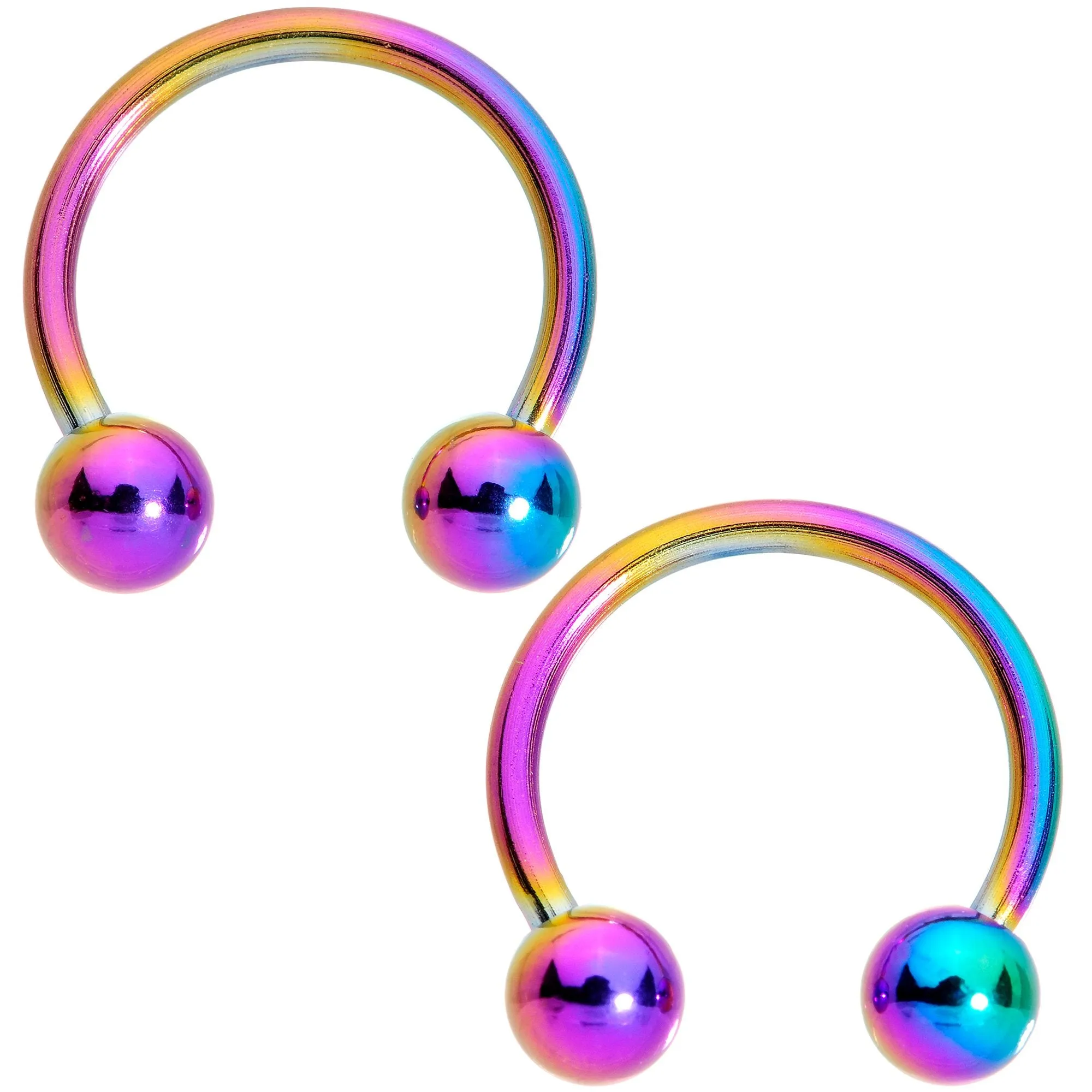 16 Gauge 3/8 Color Variety Horseshoe Curved Barbell Set of 8