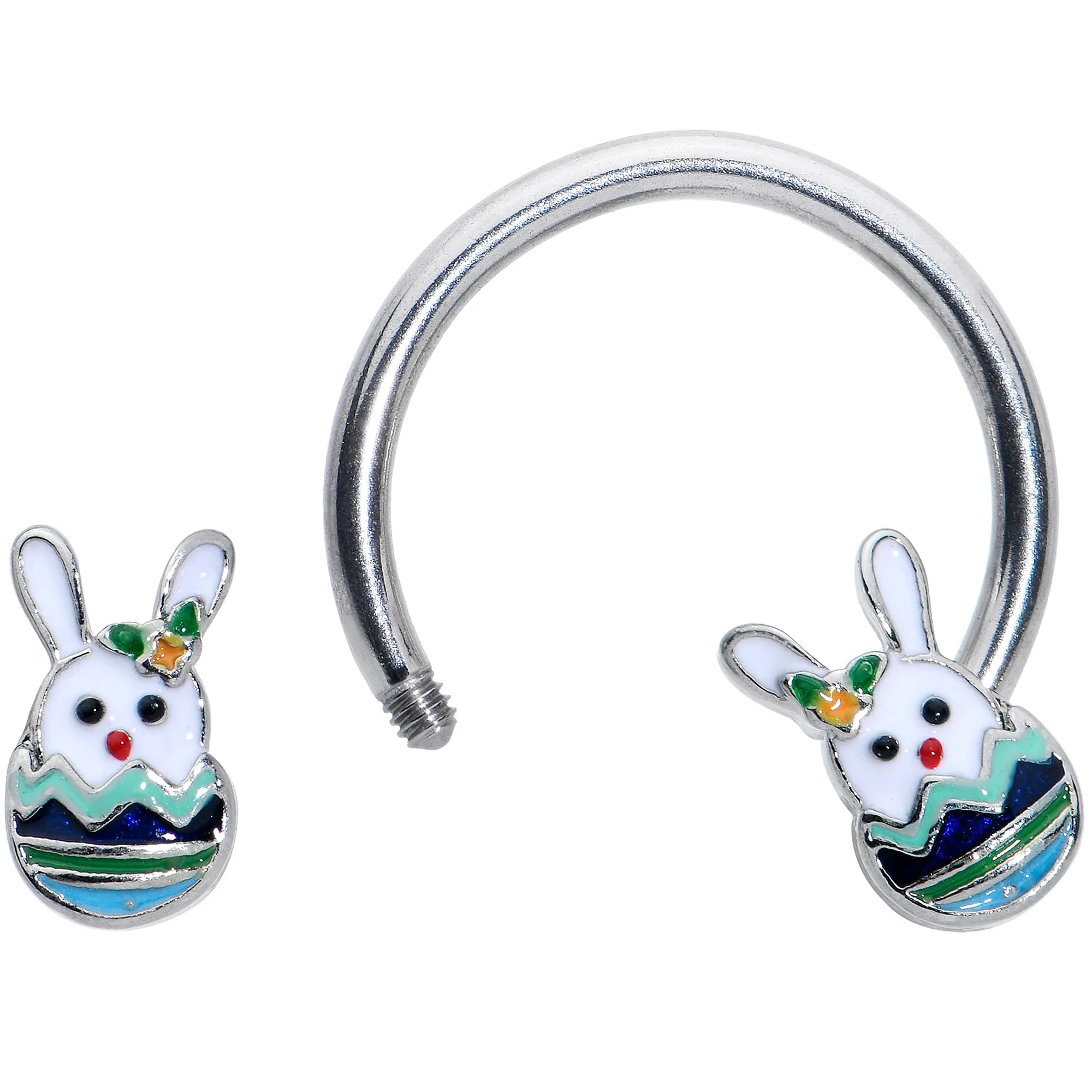 16 Gauge 3/8 Easter Egg Bunny Horseshoe Circular Barbell
