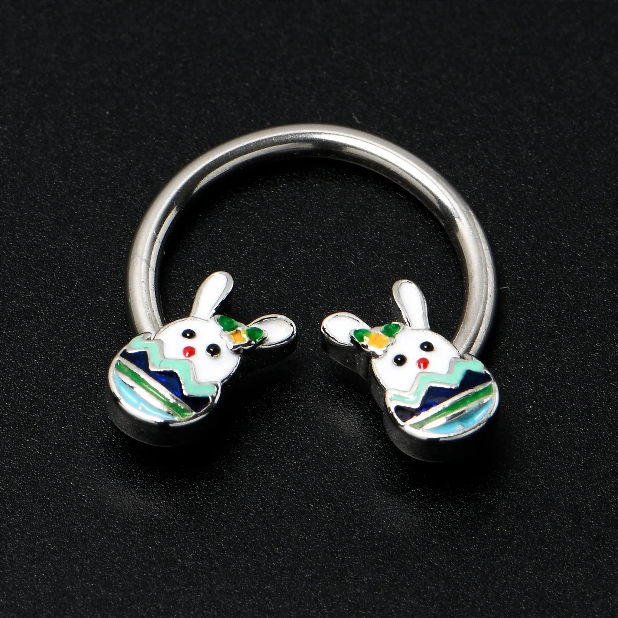16 Gauge 3/8 Easter Egg Bunny Horseshoe Circular Barbell