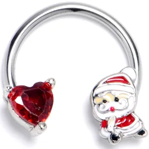16 Gauge 3/8 Red Gem Santa Bag Heart Horseshoe Circular Barbell