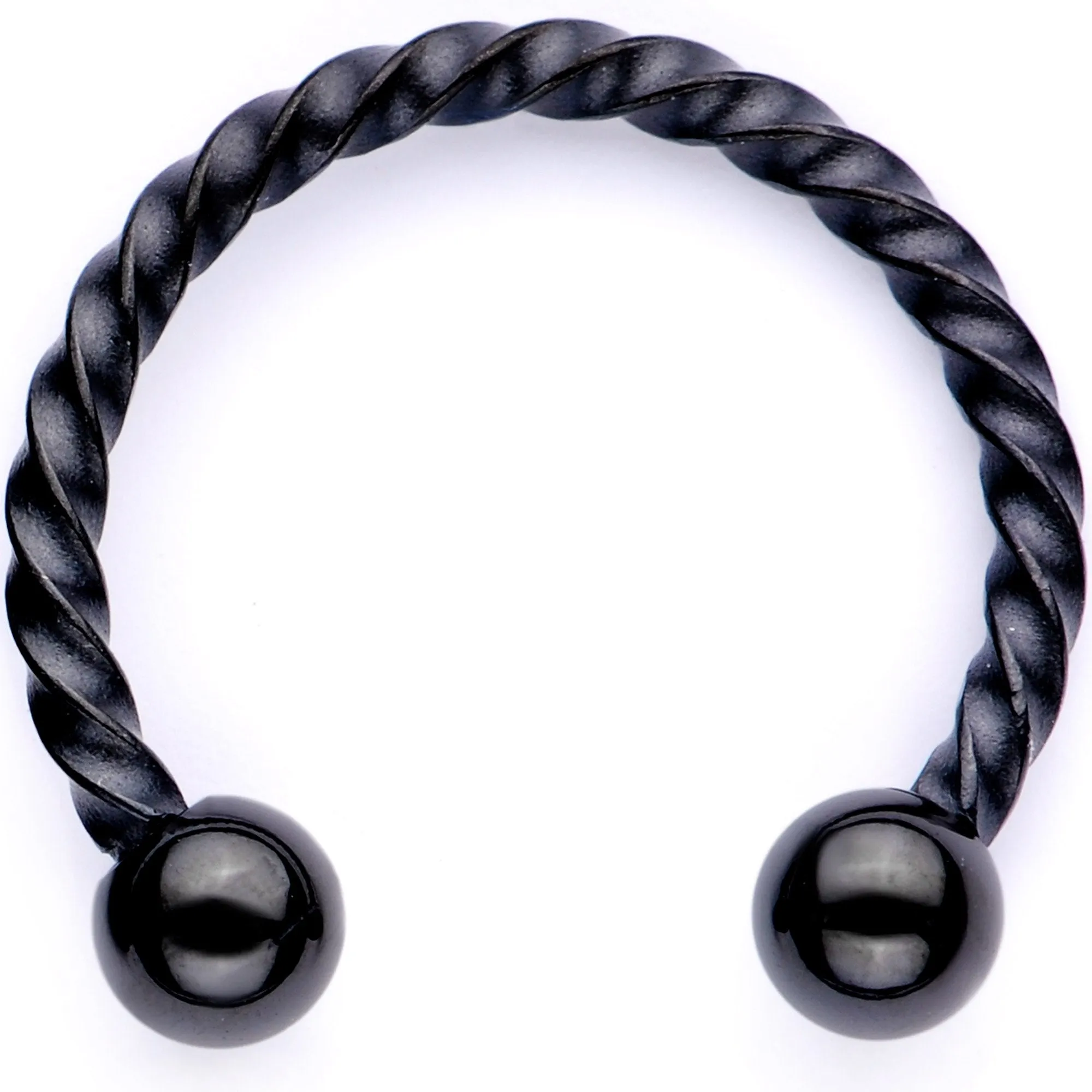 16 Gauge 3/8 Teal Faux Opal Black Anodized Horseshoe Closure Ring Set