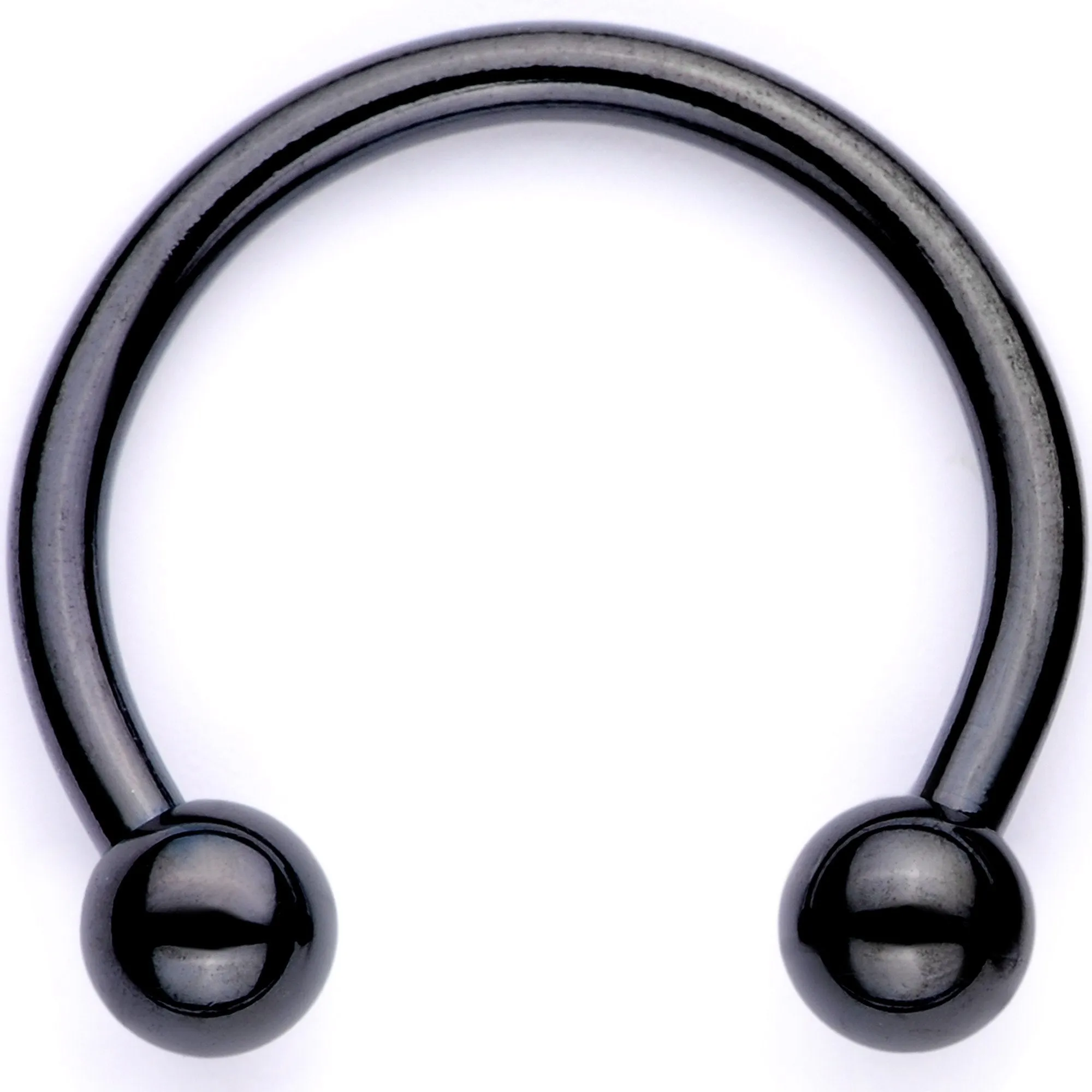 16 Gauge 3/8 Teal Faux Opal Black Anodized Horseshoe Closure Ring Set