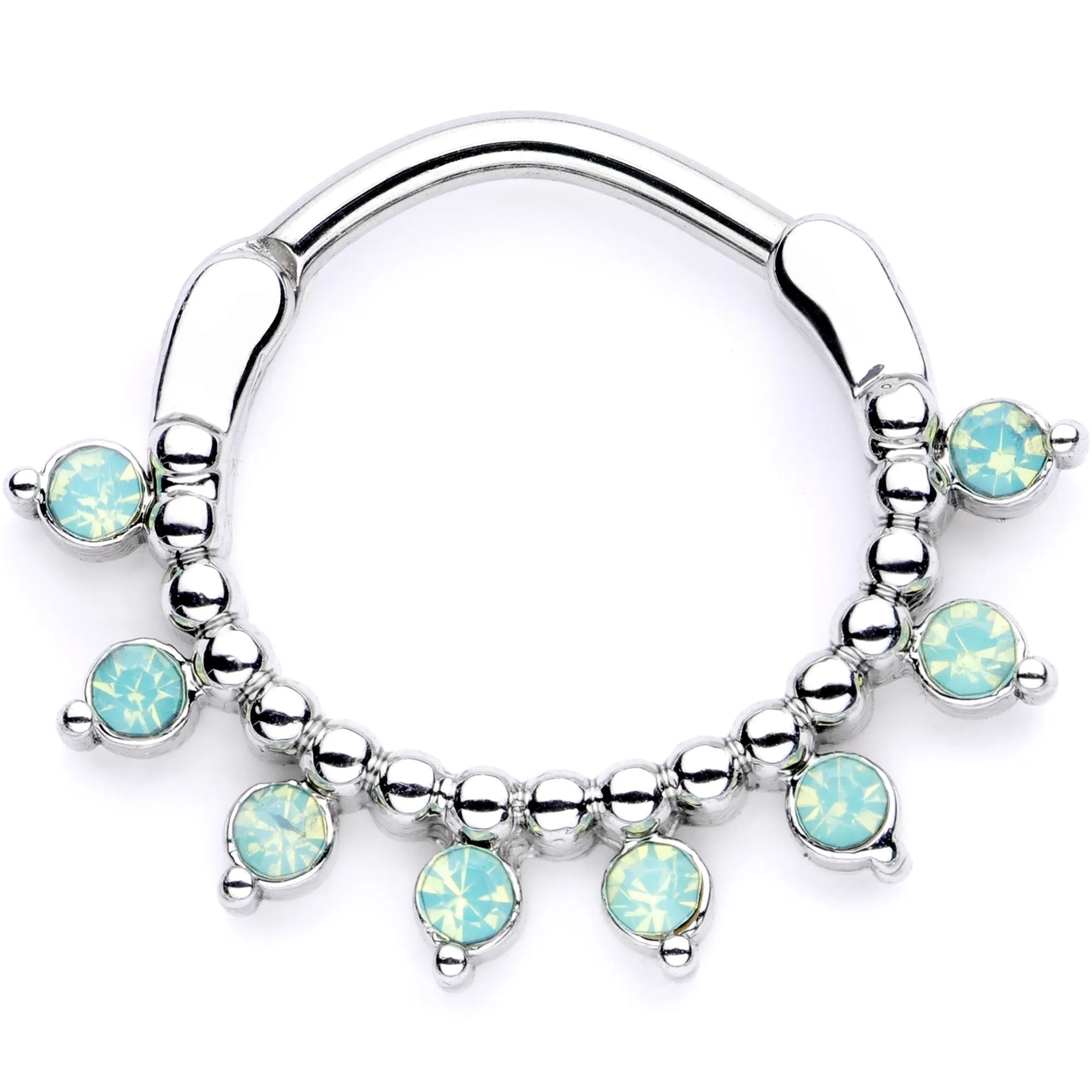 16 Gauge 3/8 Teal Faux Opal Twisted Horseshoe and Clicker Set of 3
