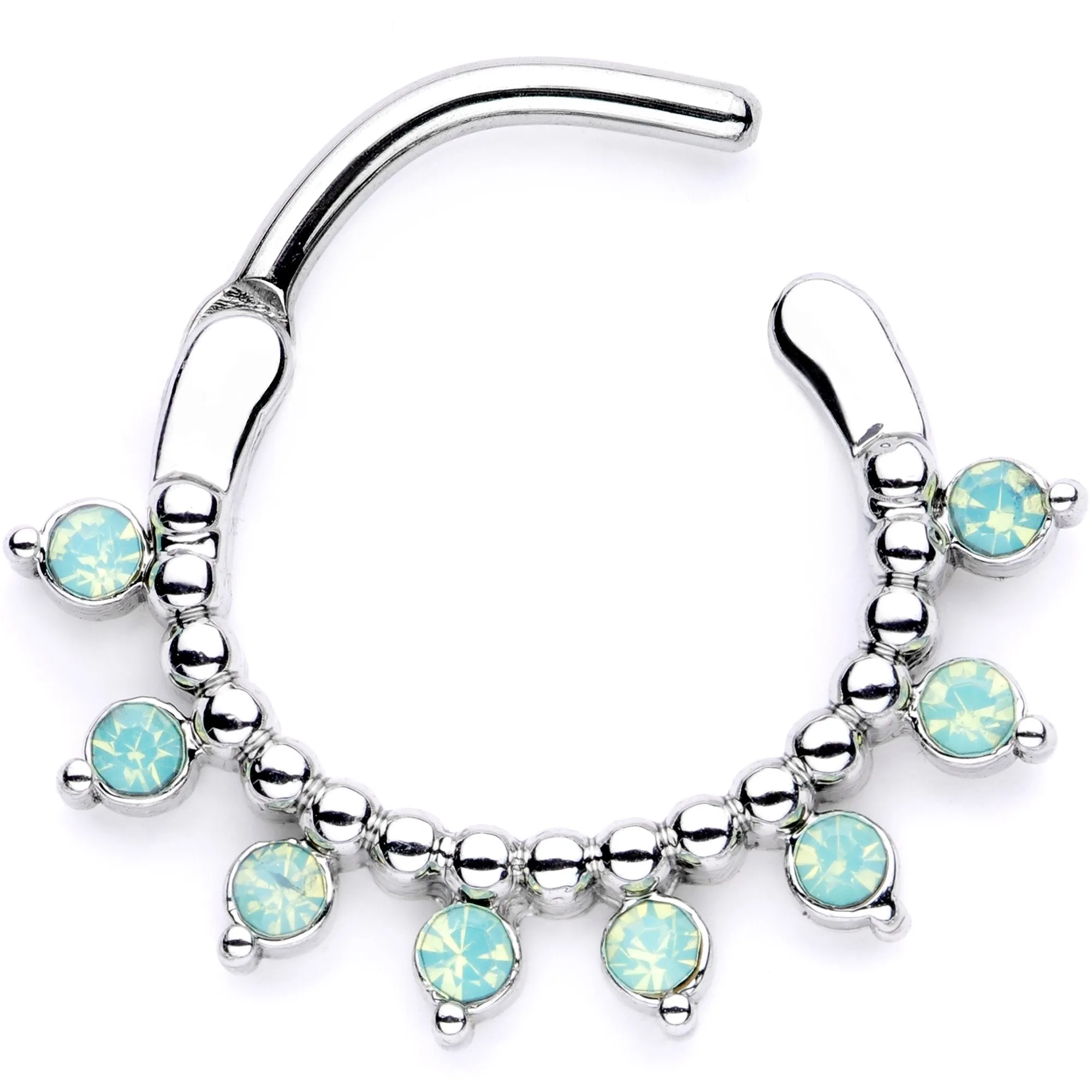 16 Gauge 3/8 Teal Faux Opal Twisted Horseshoe and Clicker Set of 3
