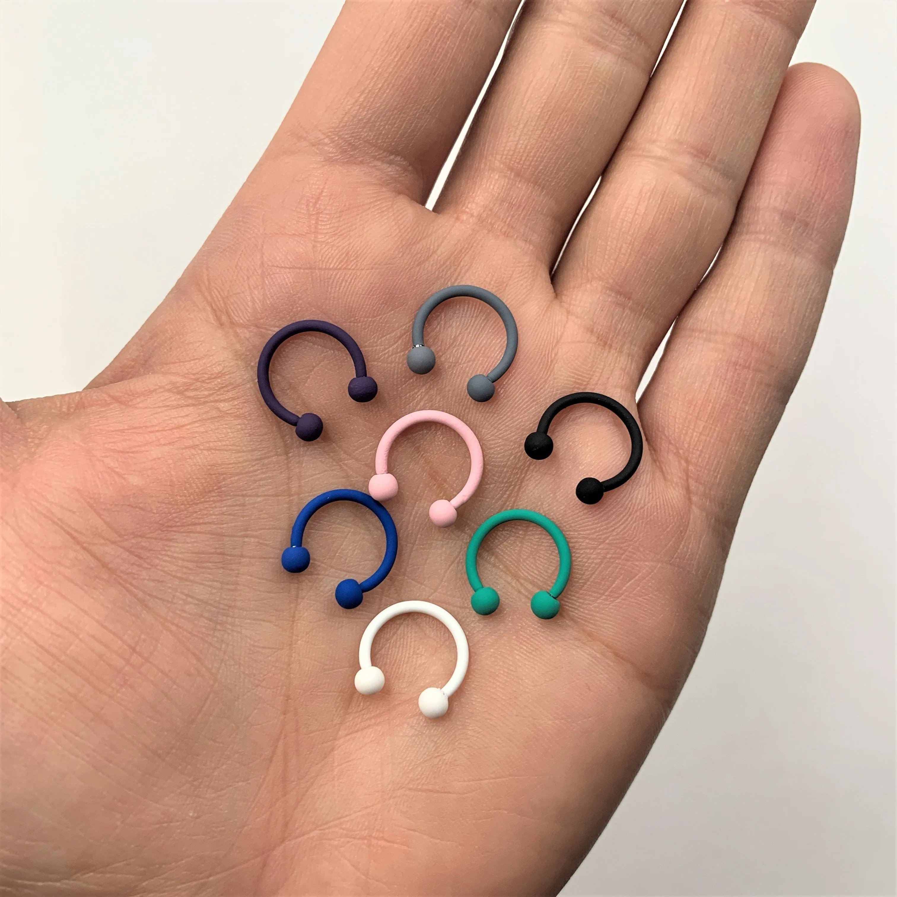 16 Gauge 3/8 Totally Teal Matte Horseshoe Circular Barbell