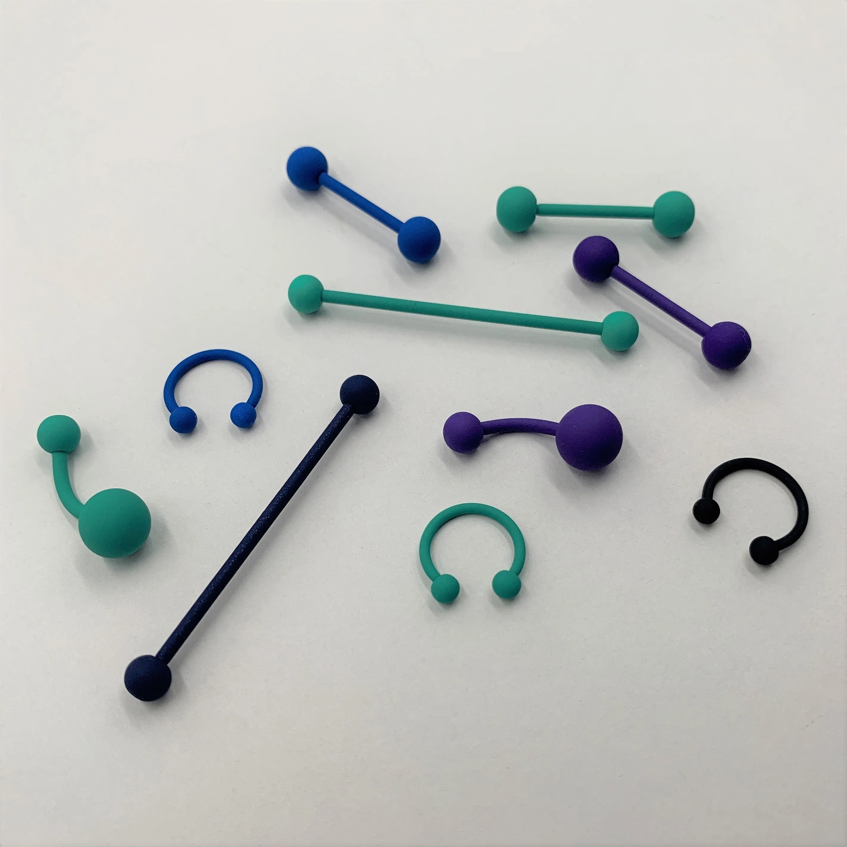 16 Gauge 3/8 Totally Teal Matte Horseshoe Circular Barbell