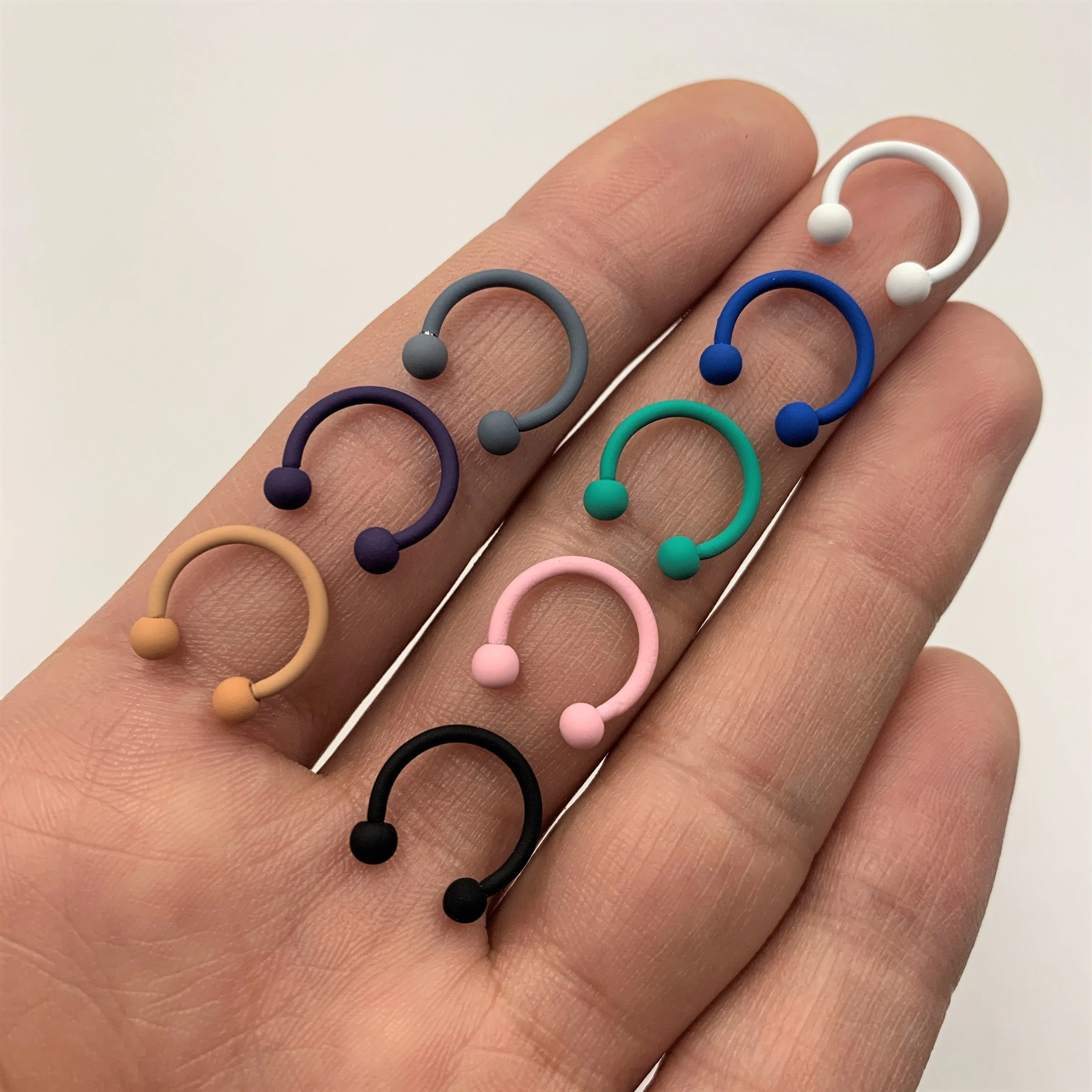 16 Gauge 3/8 Totally Teal Matte Horseshoe Circular Barbell