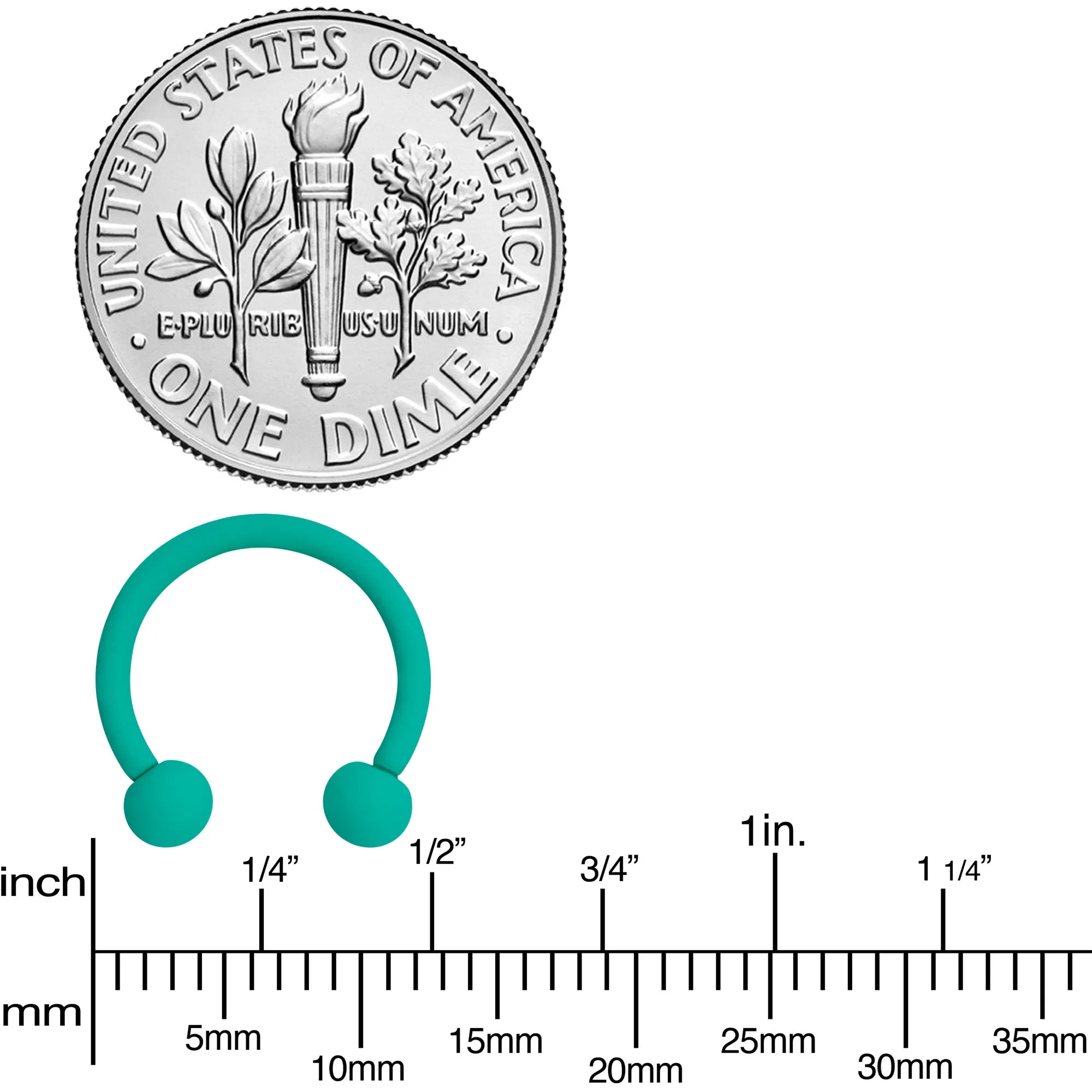 16 Gauge 3/8 Totally Teal Matte Horseshoe Circular Barbell