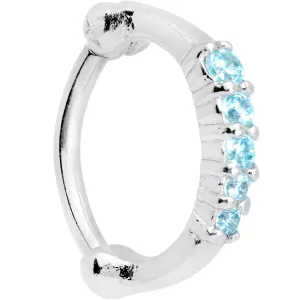 16 Gauge 5/16 Aqua Gem Curved Hinged Cartilage Clicker
