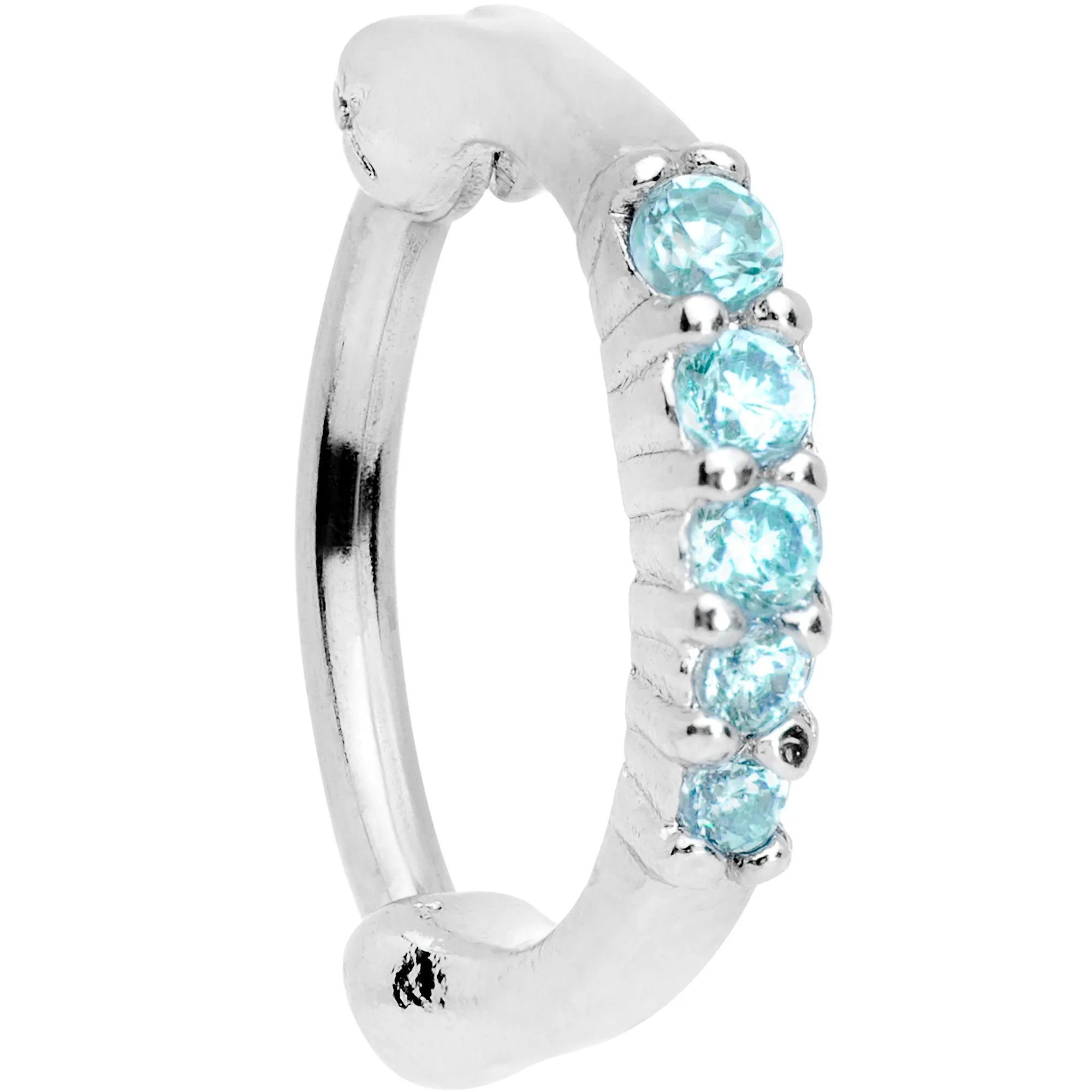 16 Gauge 5/16 Aqua Gem Curved Hinged Cartilage Clicker