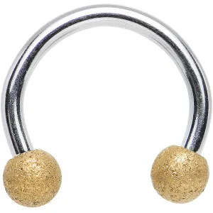 16 Gauge 5/16 Gold Tone Sandblasted Ball Ends Horseshoe Barbell