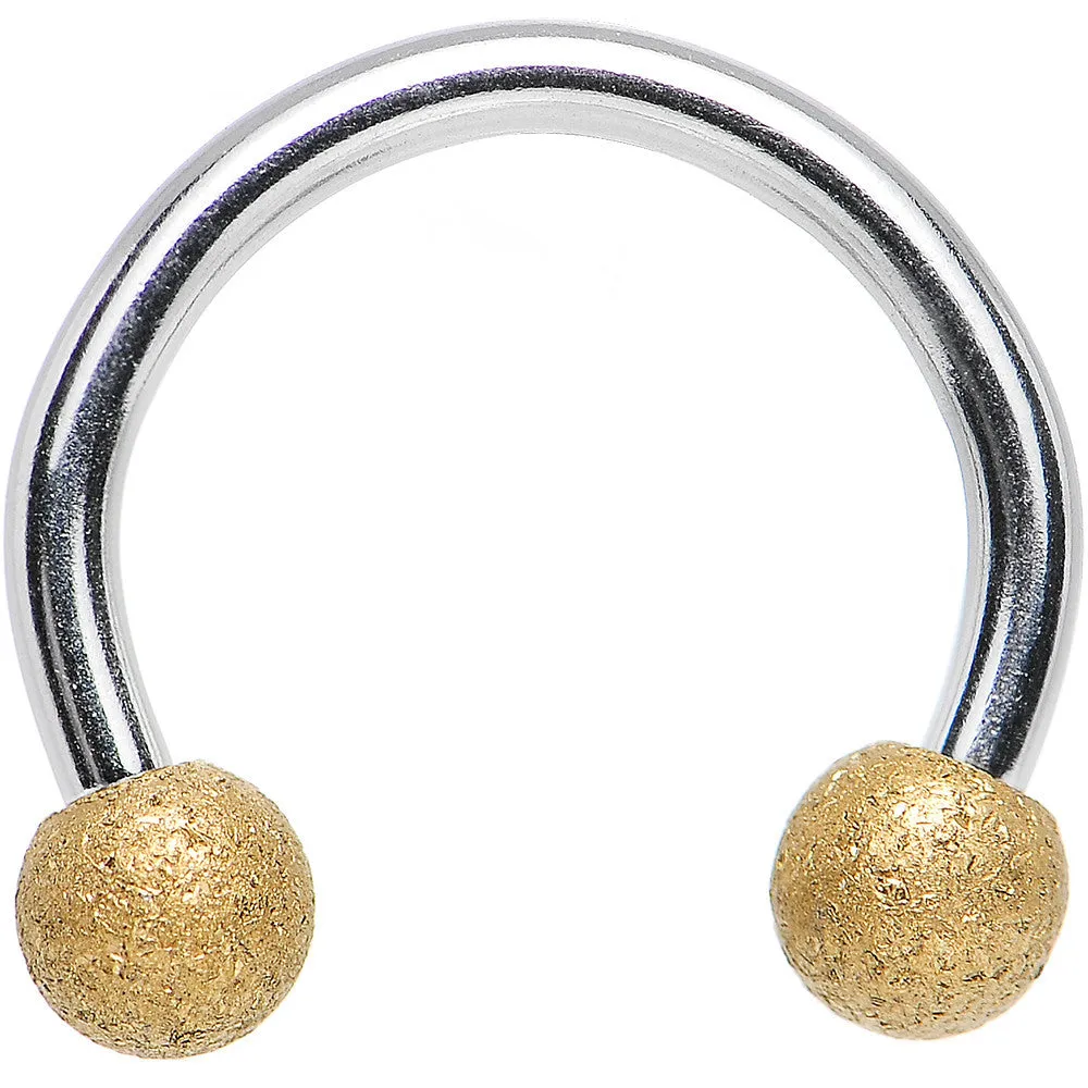 16 Gauge 5/16 Gold Tone Sandblasted Ball Ends Horseshoe Barbell