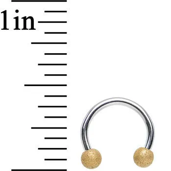 16 Gauge 5/16 Gold Tone Sandblasted Ball Ends Horseshoe Barbell