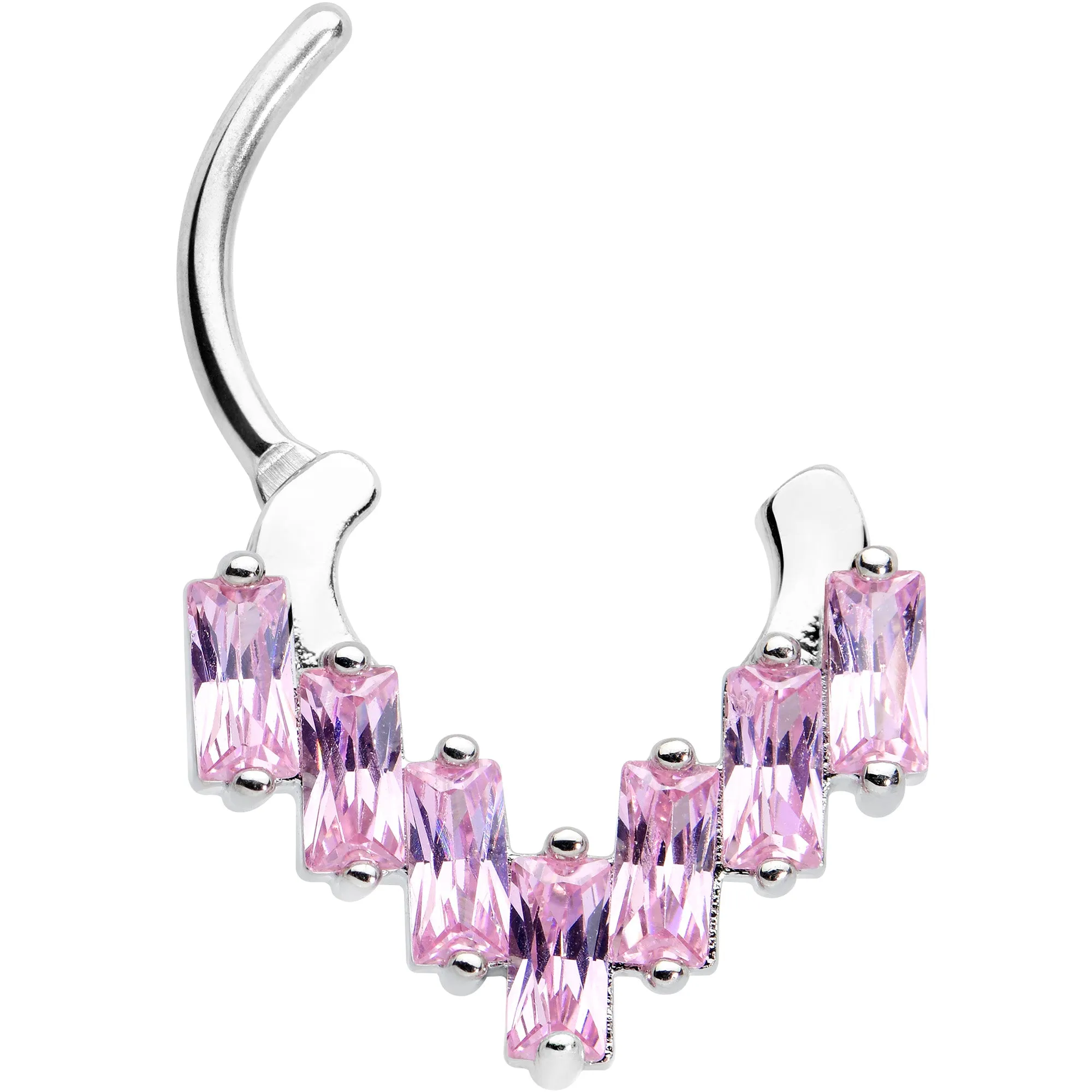 16 Gauge 5/16 Pink CZ Gem Chandelier Cartilage Clicker