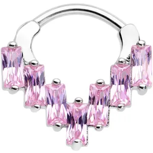 16 Gauge 5/16 Pink CZ Gem Chandelier Cartilage Clicker