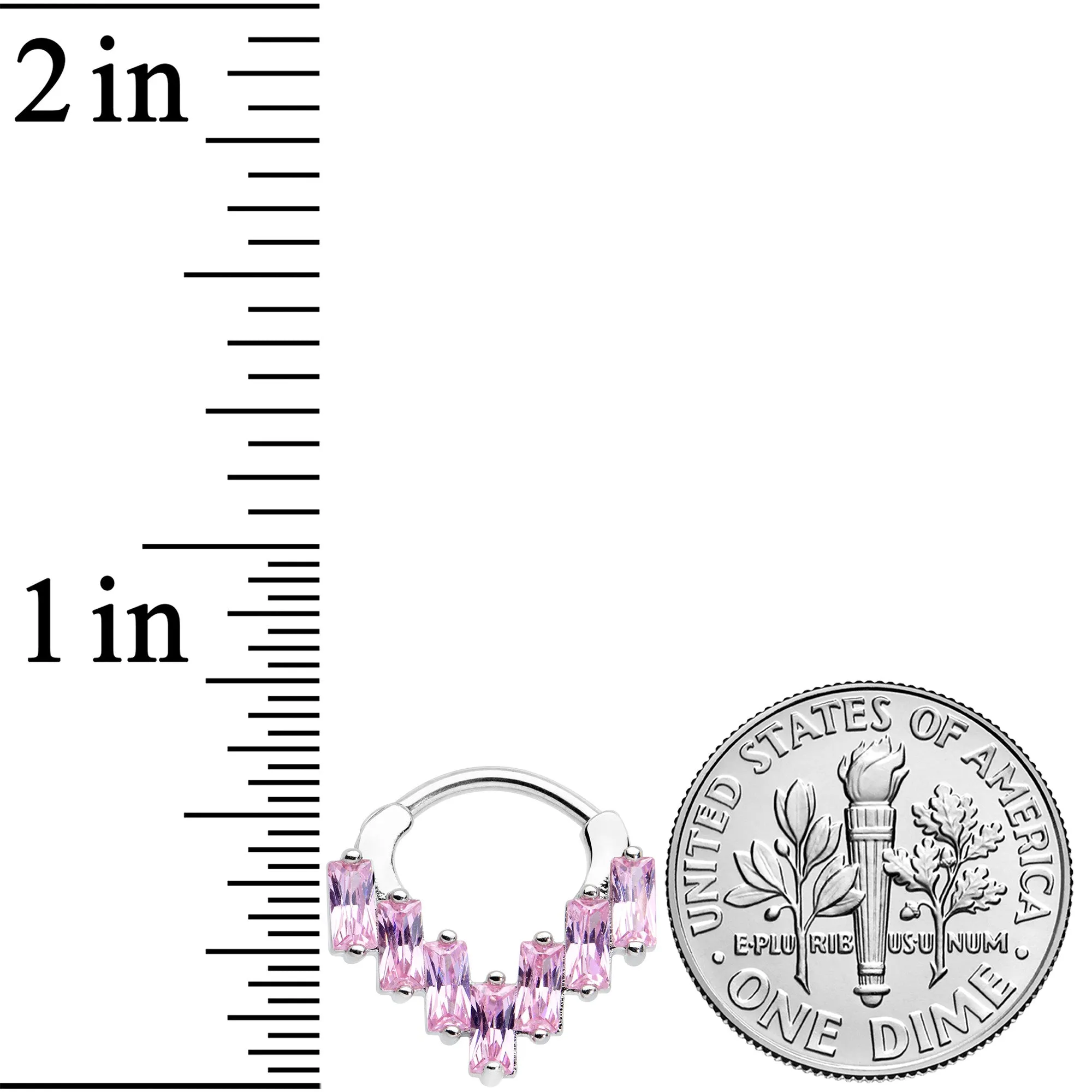 16 Gauge 5/16 Pink CZ Gem Chandelier Cartilage Clicker
