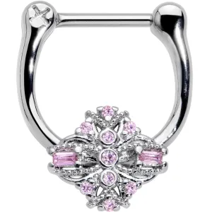 16 Gauge 5/16 Pink Gem Opulent Cross Cartilage Clicker