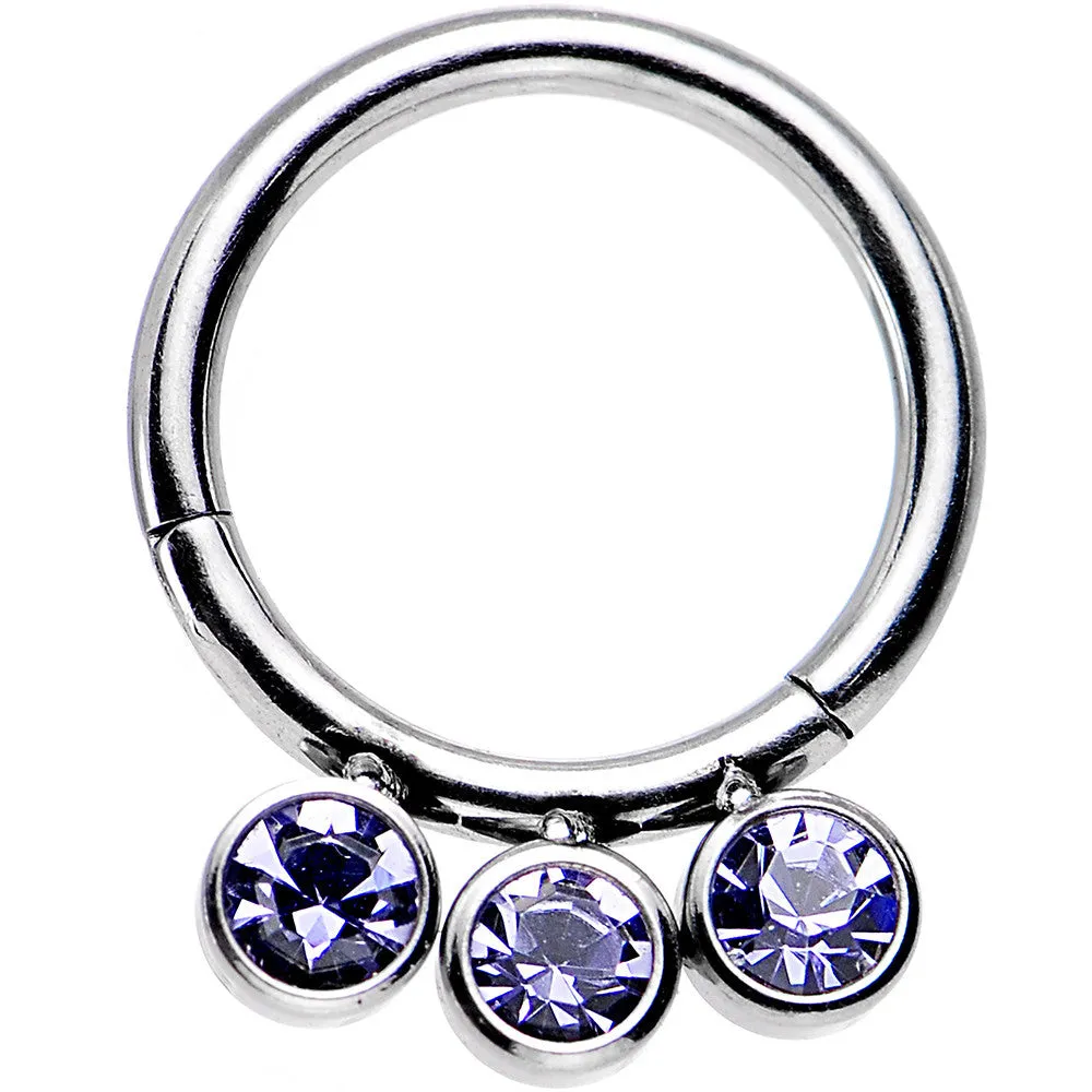 16 Gauge 5/16 Purple Gem Trio Hinged Segment Ring