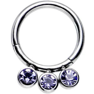 16 Gauge 5/16 Purple Gem Trio Hinged Segment Ring