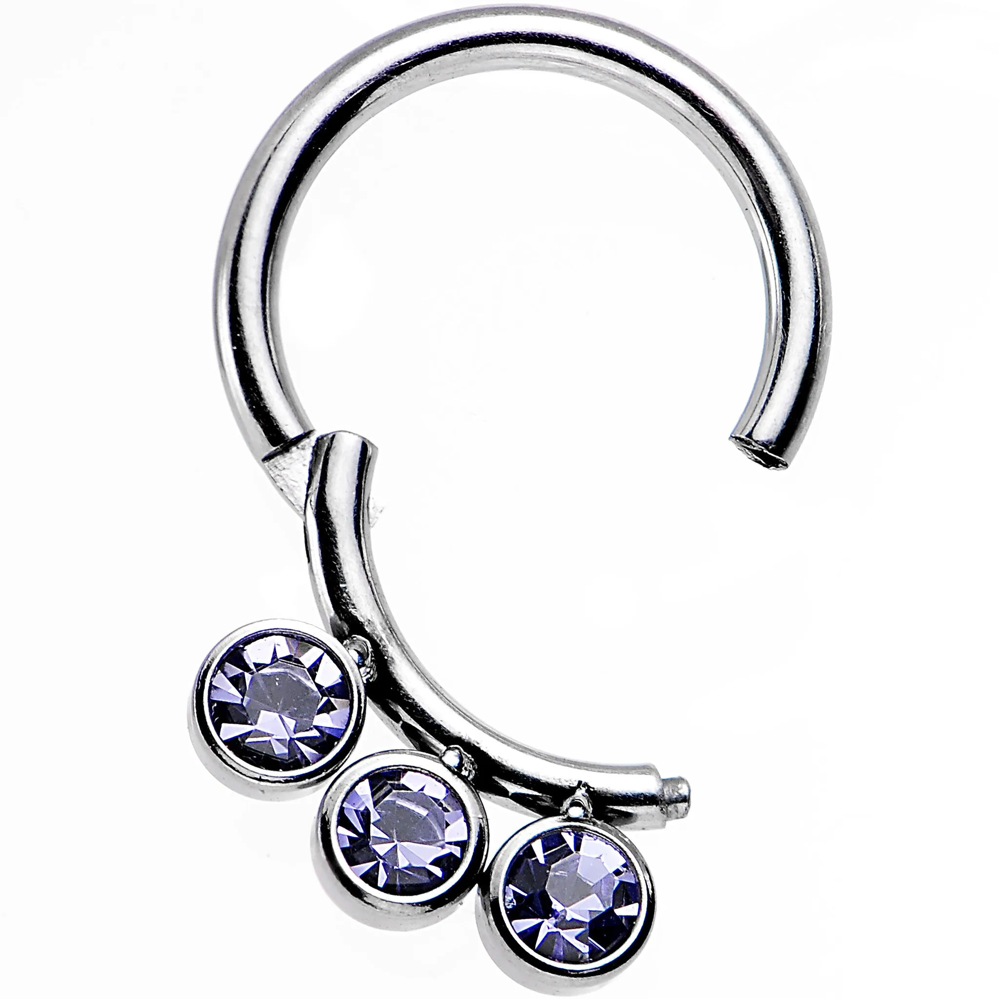 16 Gauge 5/16 Purple Gem Trio Hinged Segment Ring