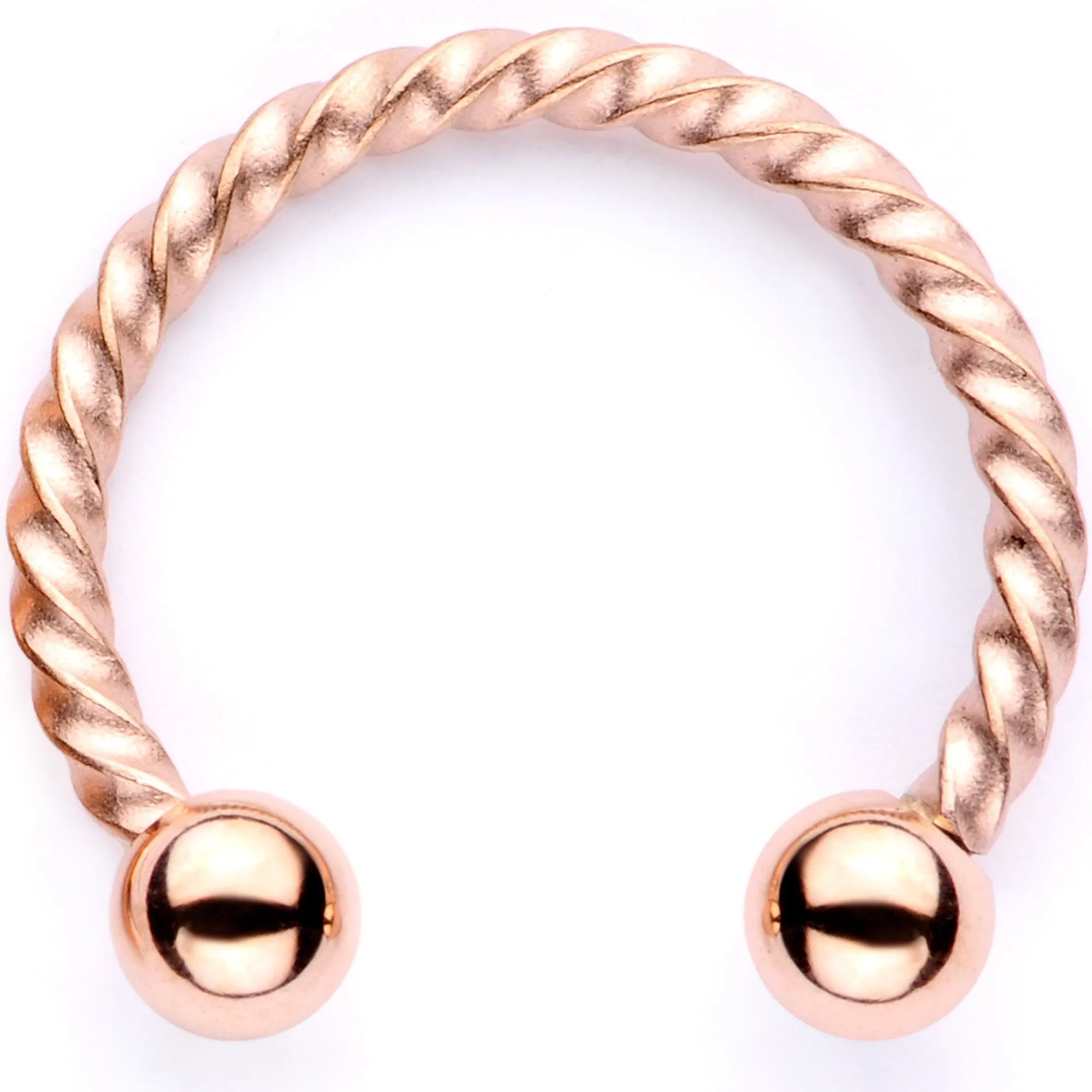 16 Gauge Blue Faux Opal Rose Gold Tone Twisted Horseshoe Clip On Fake Septum Ring Set