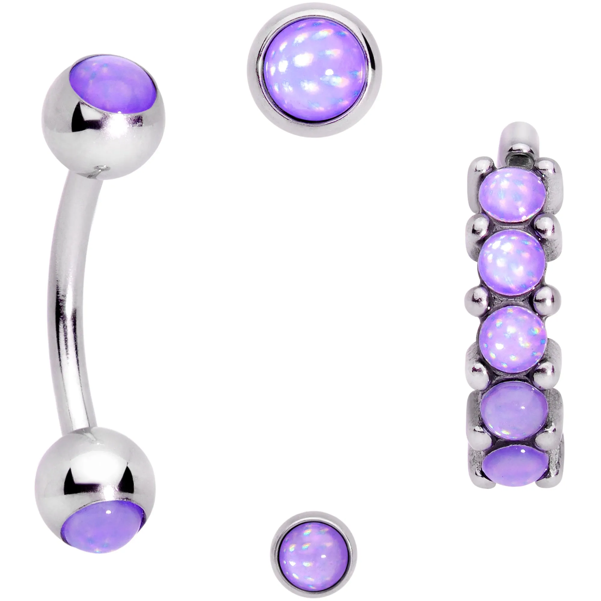 16 Gauge Purple Orb Septum Labret Cartilage Tragus Set of 4