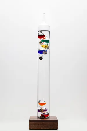 17" Tall Galileo Thermometer With Wooden Base