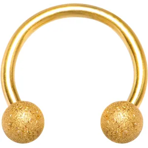 18 Gauge 5/16 Gold Color PVD Textured Horseshoe Circular Barbell