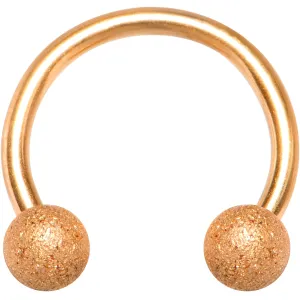 18 Gauge 5/16 Rose Gold Color PVD Textured Horseshoe Circular Barbell